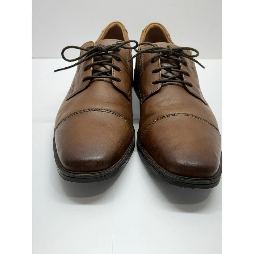 Clarks Men's Tilden Cap Oxford 12W Flat Brown Office Formal Leather Comfort Lace